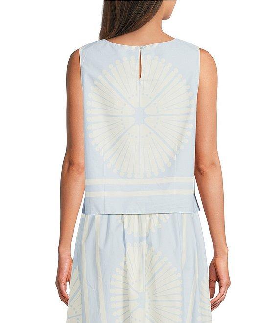 Gibson & Latimer Woven Floral Print Crew Neck Sleeveless Cropped Coordinating Top Product Image