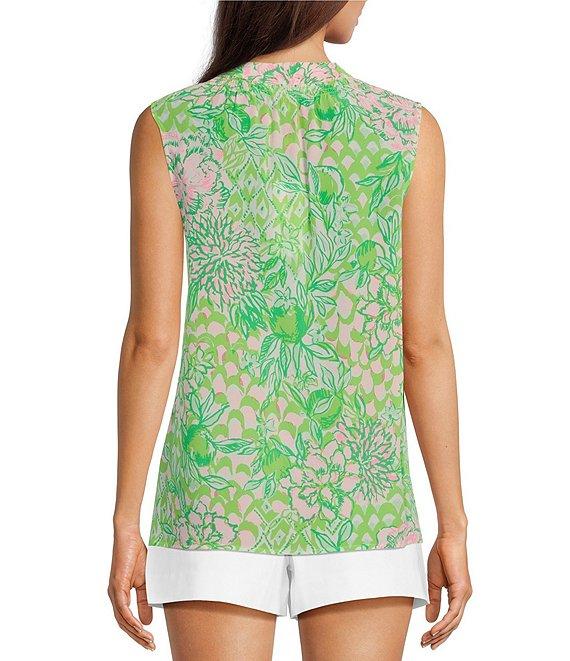 Lilly Pulitzer Elsa Printed Silk V-Neck Sleeveless Blouse Product Image