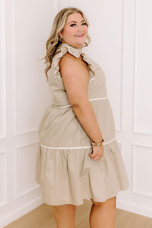 Cue The Charm Mini Dress in Taupe Curves Product Image