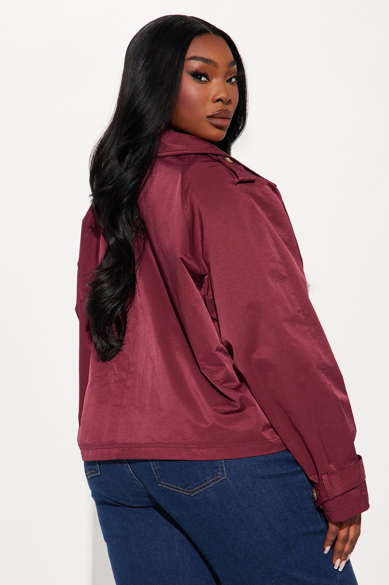 Karina Cropped Trench - Burgundy Product Image