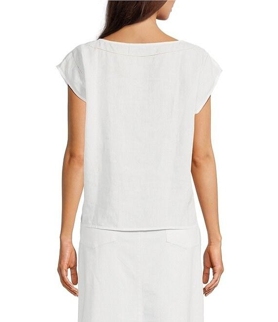 Eileen Fisher Organic Linen Ballet Neck Cap Sleeve Top Product Image
