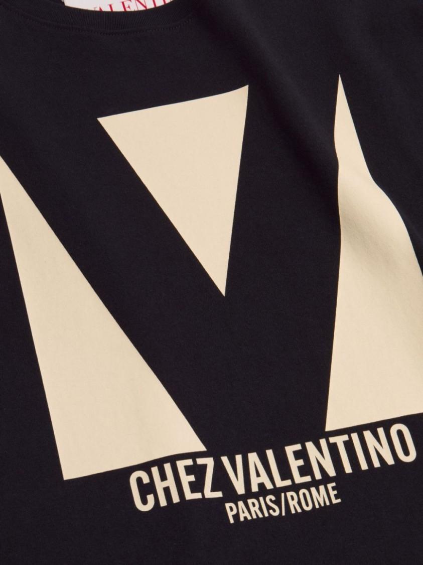 VALENTINO Crew Neck Short Sleeves T-shirts In Black Product Image