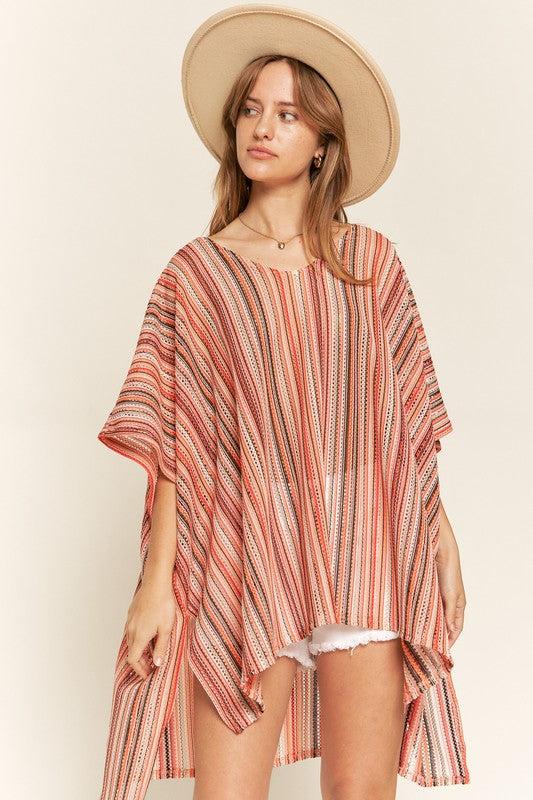 COLORFUL VERTICAL STRIPE PONCHO Product Image