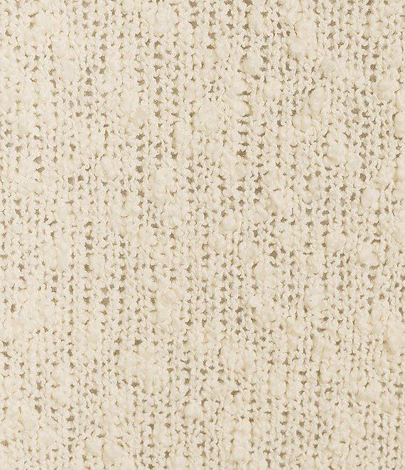 Le' AL.X Boucle Sweater Knit Mock Neck Sleeveless Shift Fringe Hem Maxi Dress Product Image