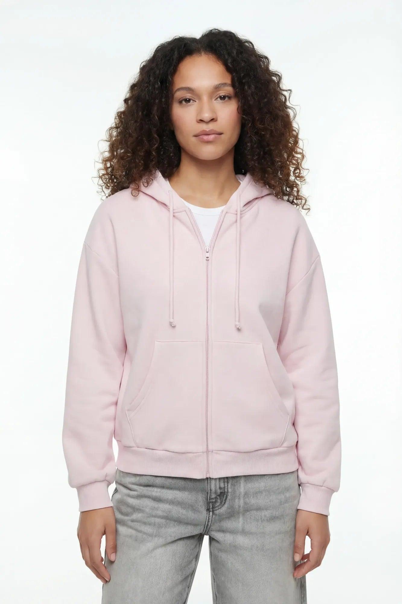 Boxy Zip-Up Fleece Hoodie Female Product Image