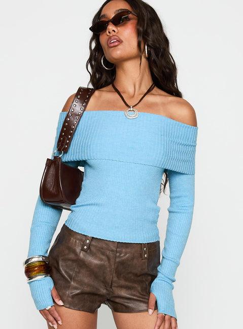 Morley Off Shoulder Sweater Blue Product Image