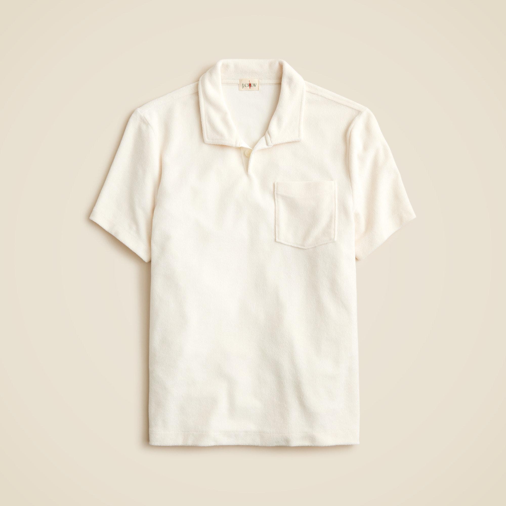 Terry cloth johnny-collar polo shirt Product Image