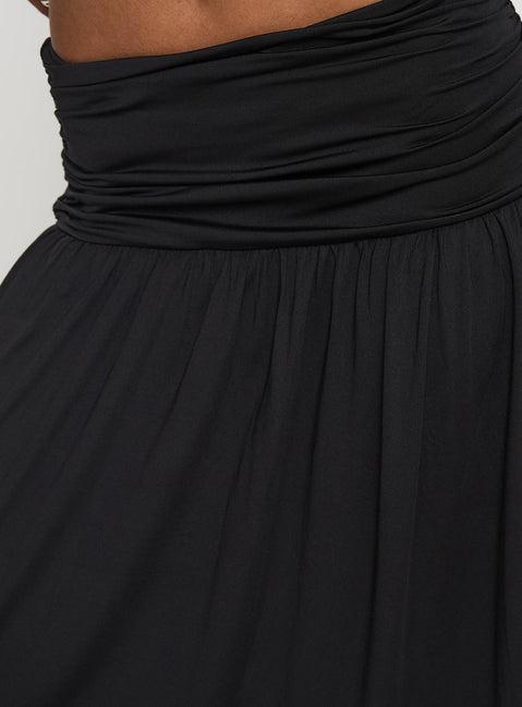 Gezabele Asymmetrical Maxi Skirt Black Product Image