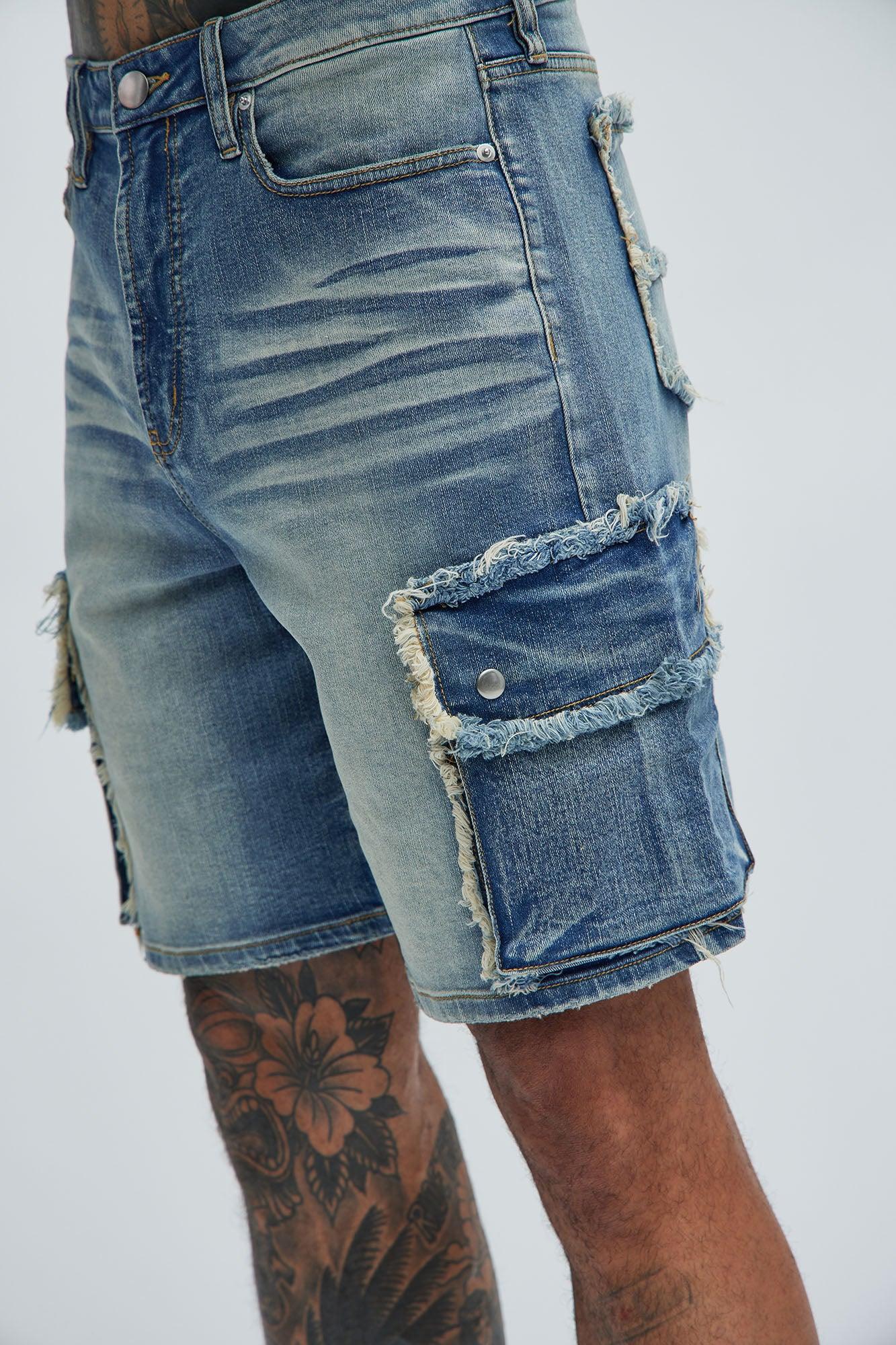 Rush Home Denim Cargo Shorts - Light Blue Wash Product Image