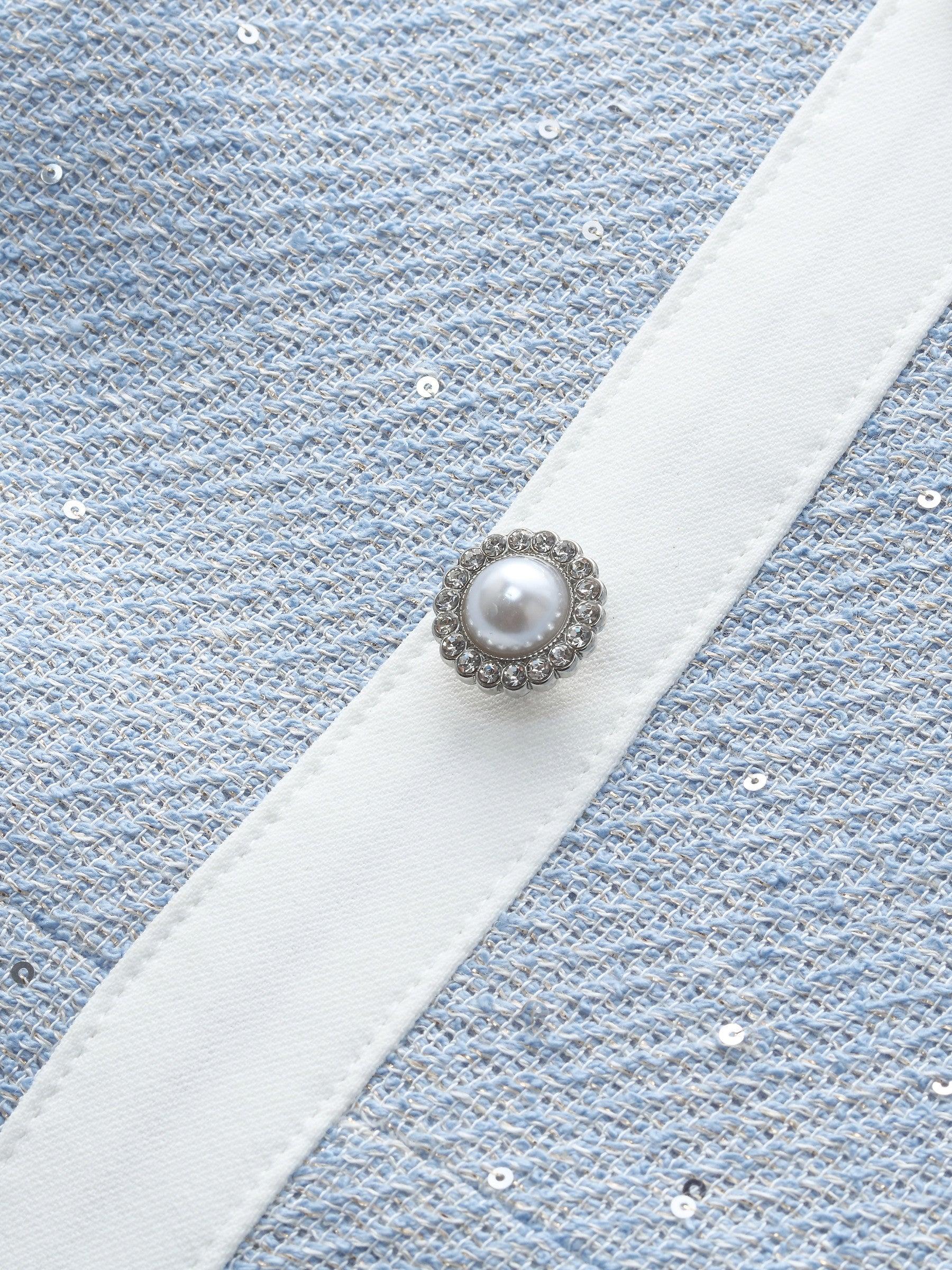 Acetate Blend Sequins Tweed Contrast Trim Women Mini Dress Product Image