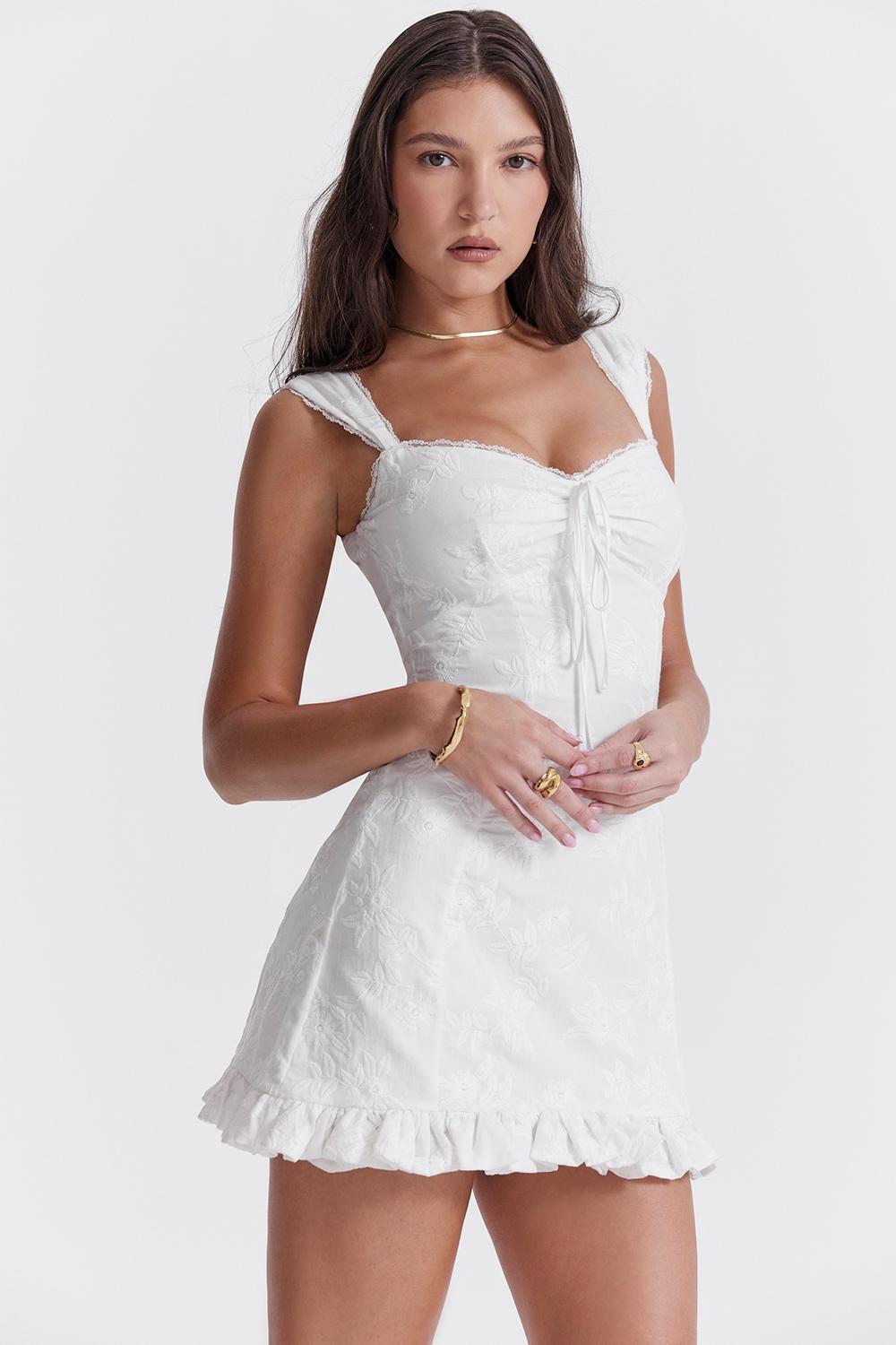 Odessa  white embroidered mini dress Product Image