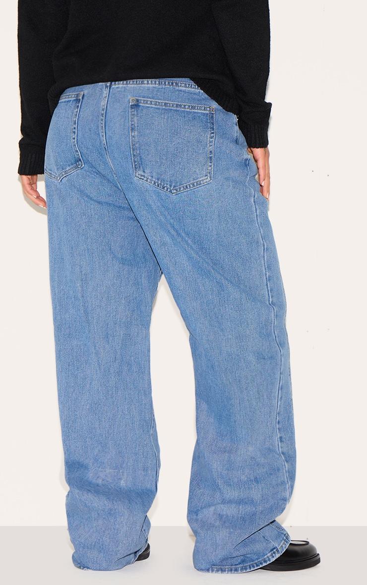 Plus Blue Seam Detail Straight Leg Jeans Product Image