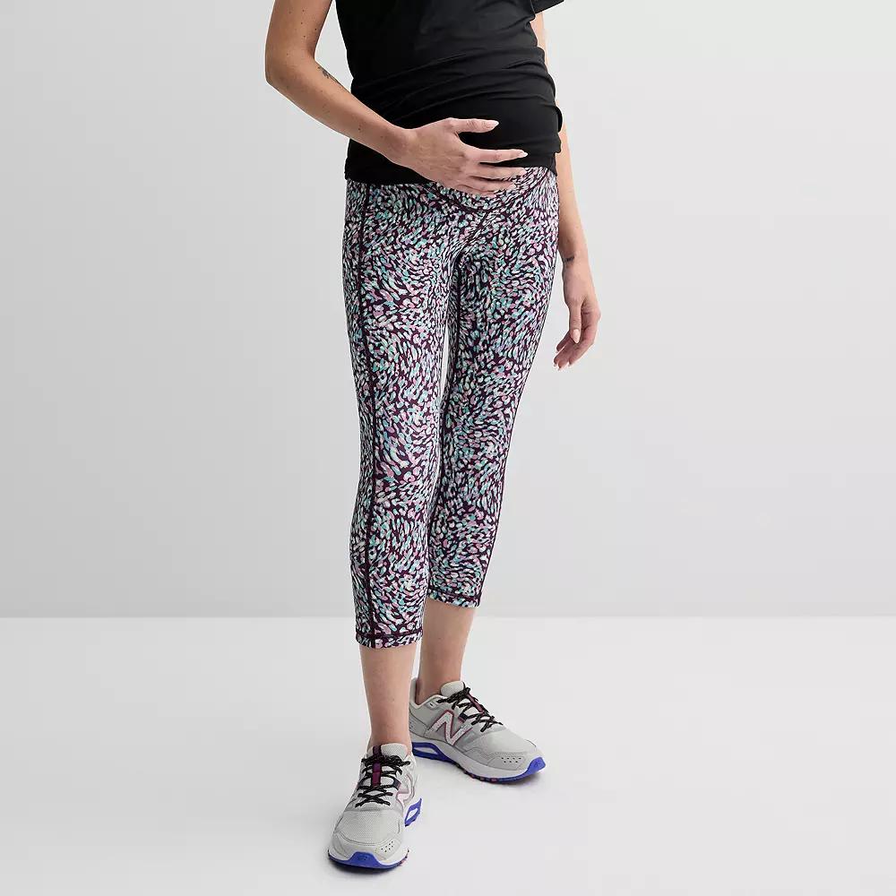 Maternity Tek Gear® Ultrastretch High Rise Capri Pants, Women's, Size: Large, Purple Spotted Product Image