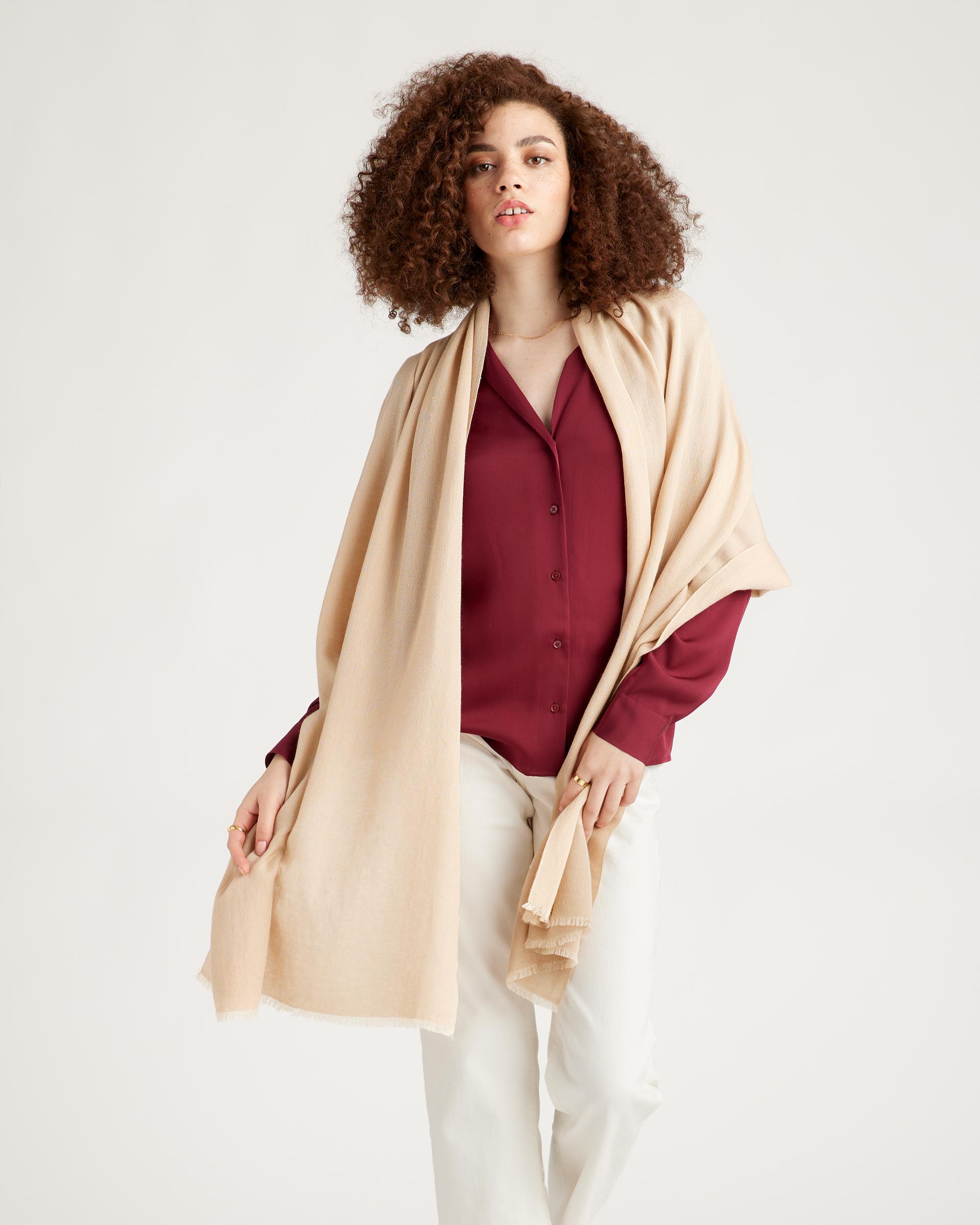 Quince | Women's Featherweight Cashmere Silk Frayed Edge Scarf Product Image