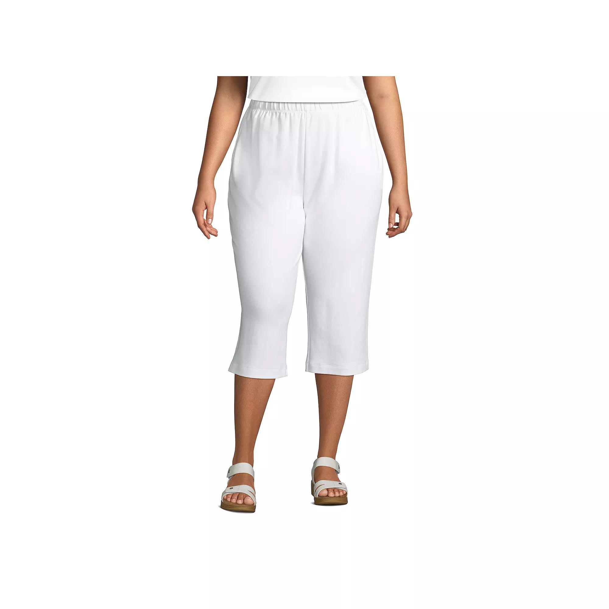 Plus Size Lands End Sport High Waist Pull-On Capri Pants, Womens Product Image