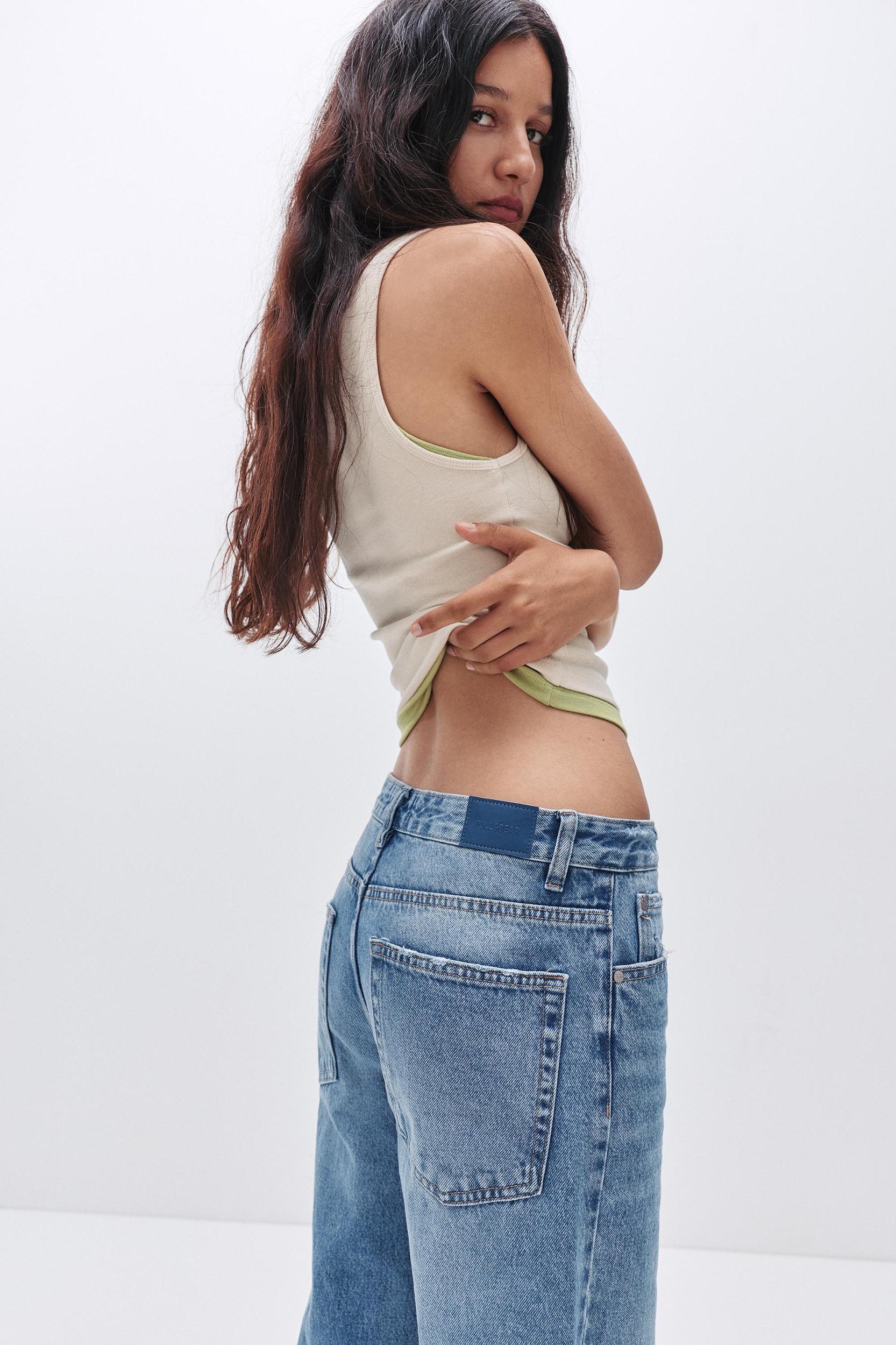 Straight-leg baggy jeans with turn-up hems Product Image