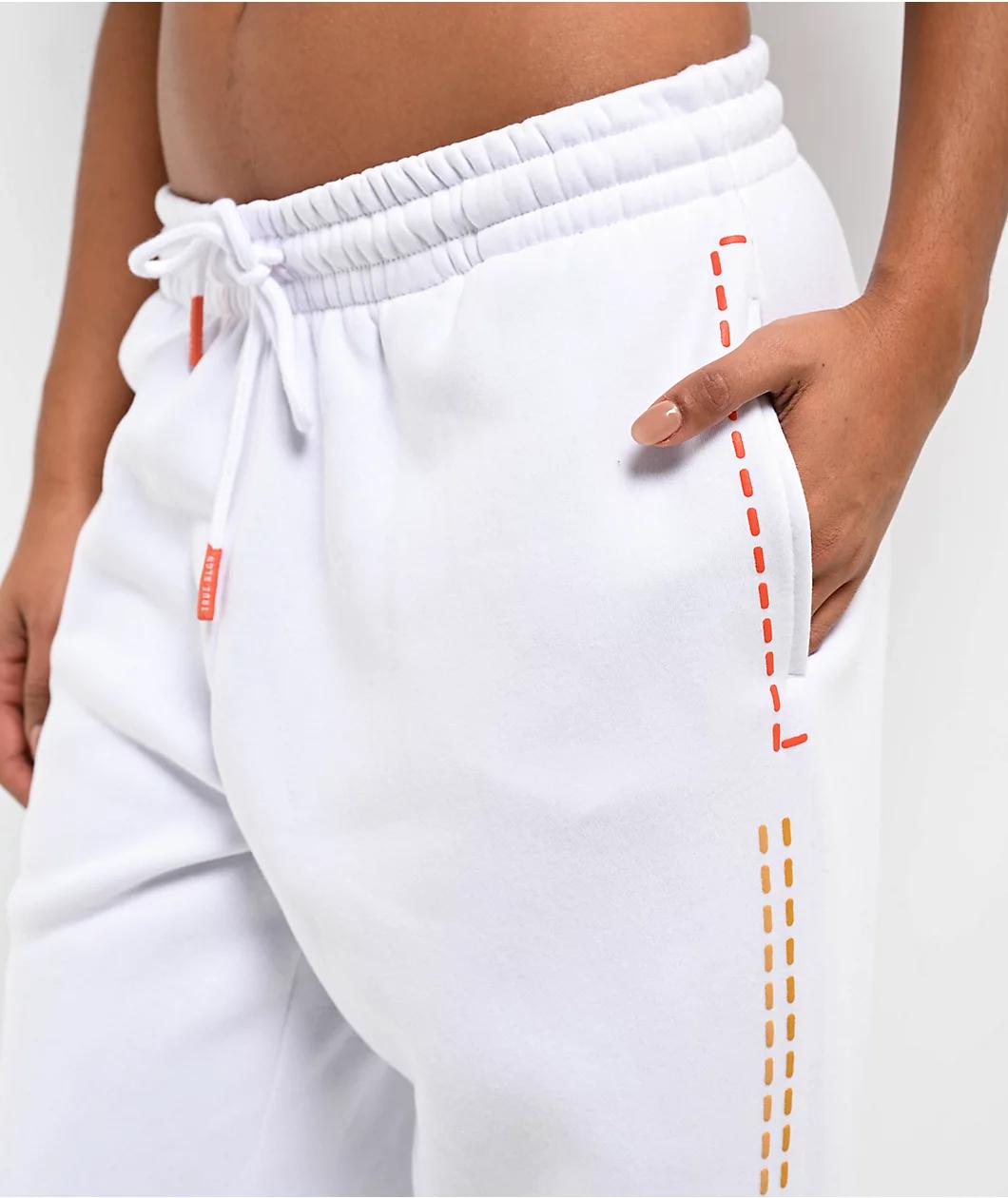 True Religion Big T Boyfriend White Jogger Sweatpants Product Image