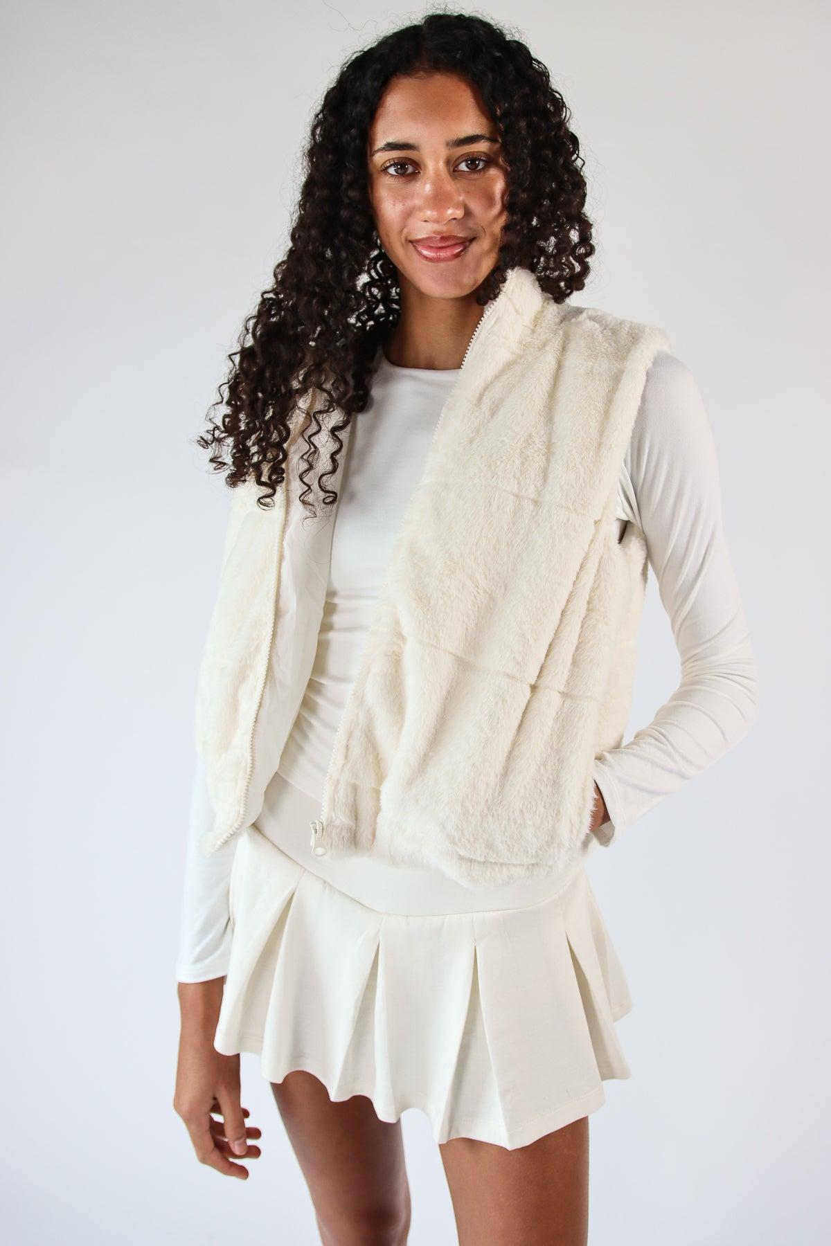 Faux Fur Hooded Vest Product Image