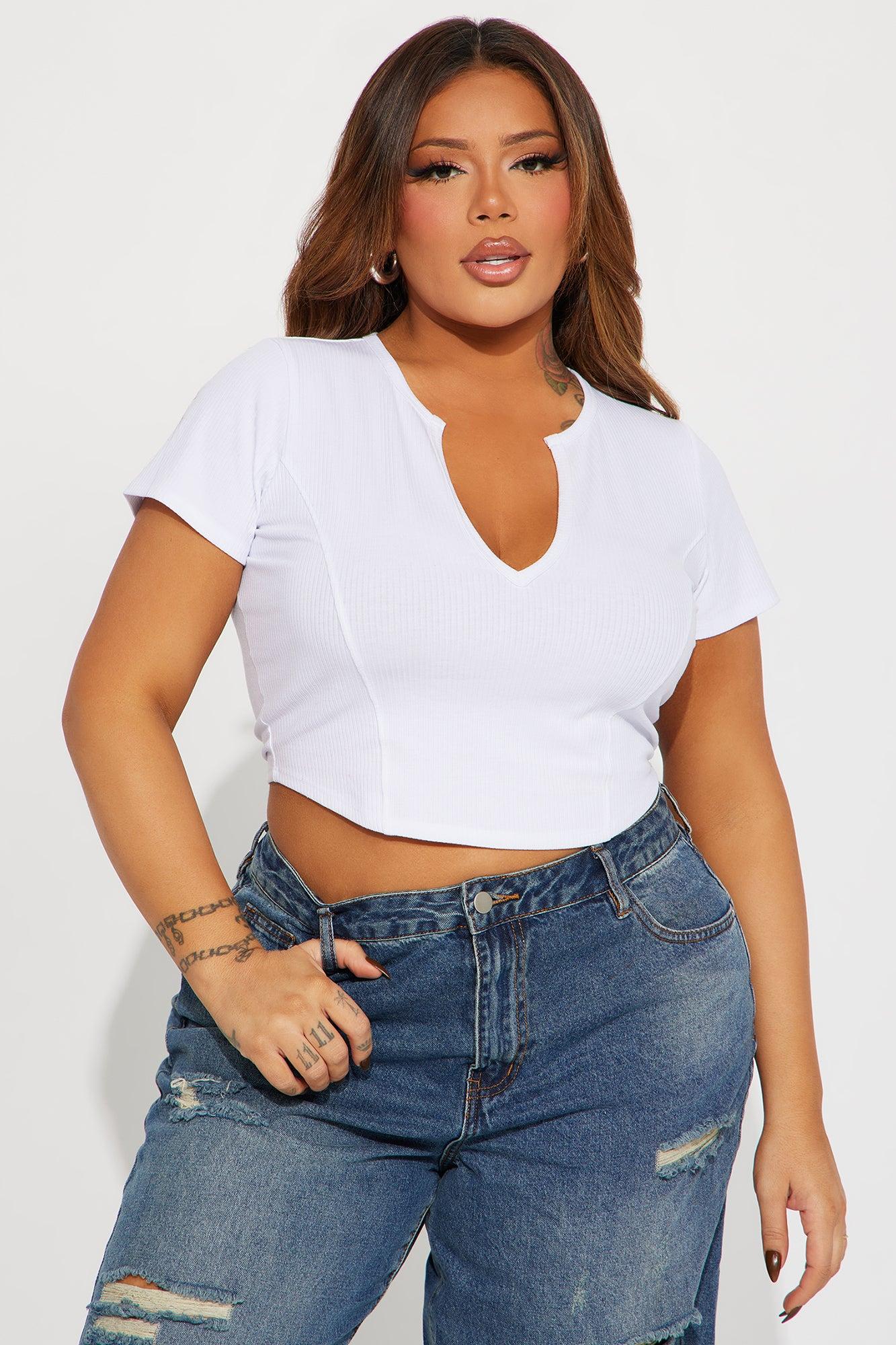 Valentina Plunge Crop Top - White Product Image
