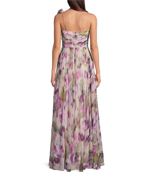 Muse by Marchesa Posey Chiffon One Shoulder Neck Sleeveless Applique Maxi Dress Product Image