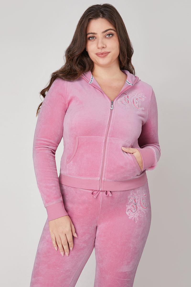 Plus-Size Monogram Heritage Cotton Velour Hoodie Product Image