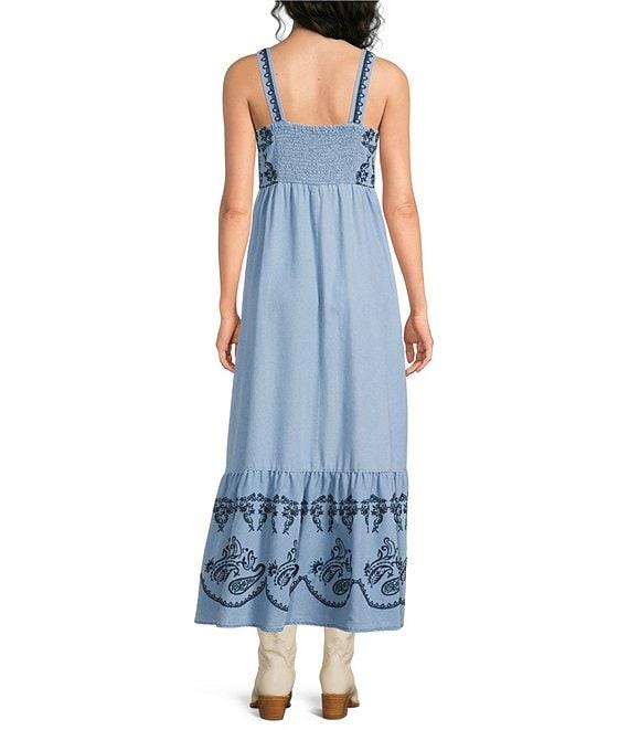 Reba Amber Woven Paisley Floral Embroidered Sleeveless A-Line Dress Product Image