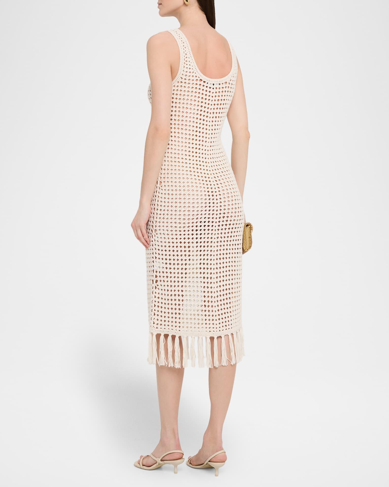 Gia Embellished Crochet Fringe Midi Dress Product Image