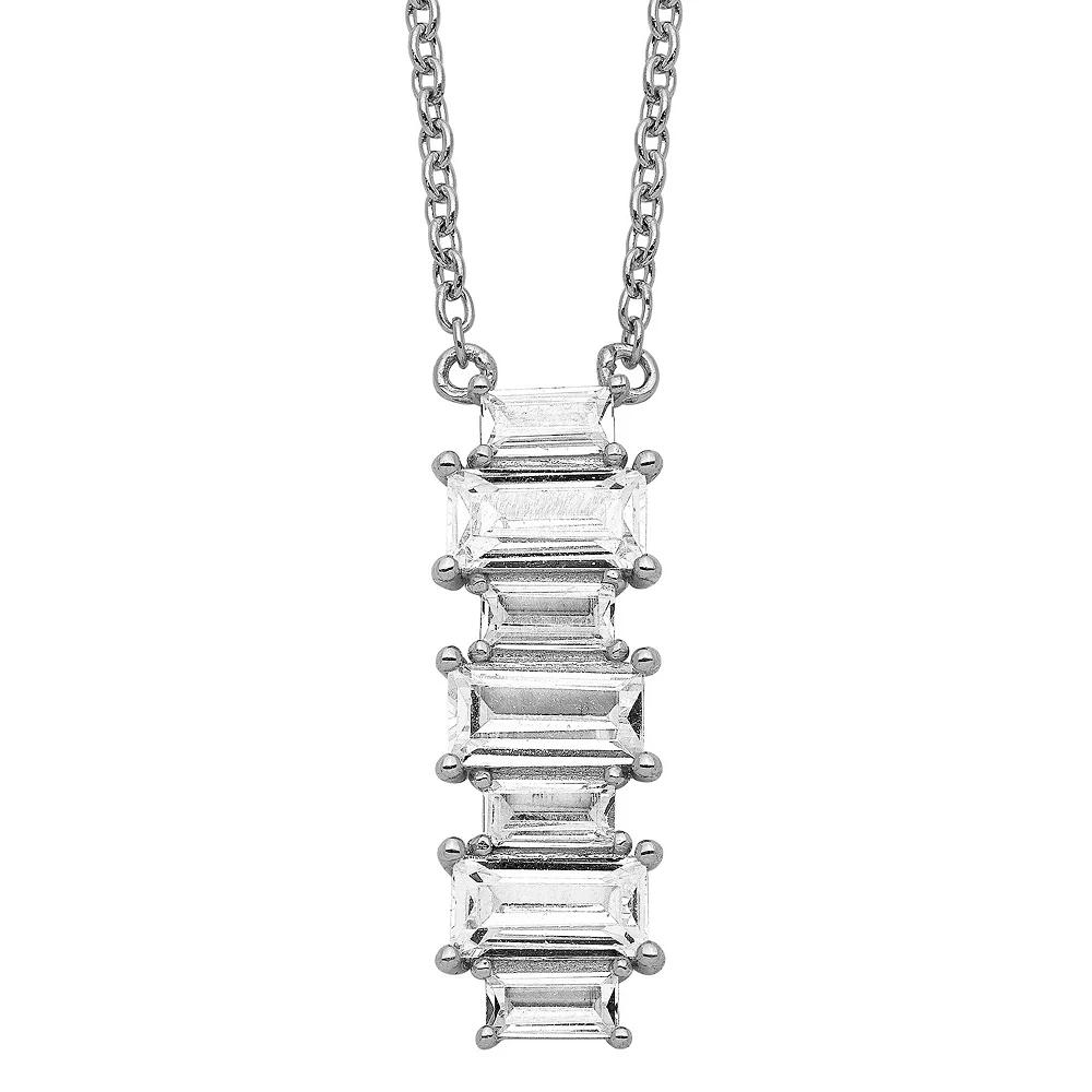 Sophie Miller Sterling Emerald Cut Cubic Zirconia Necklace, Women's, Size: 18" Product Image