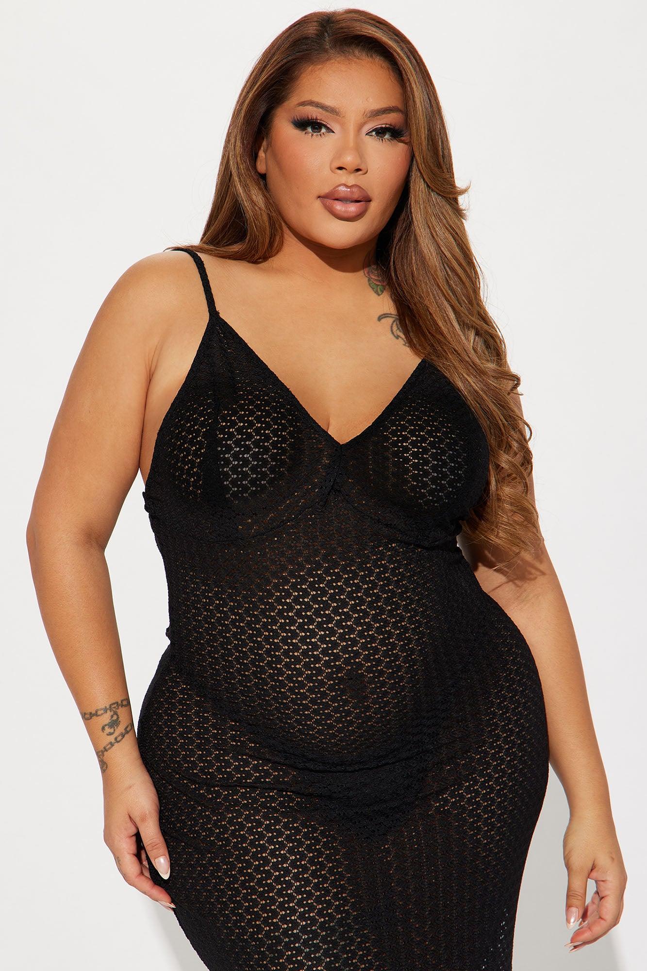 Carol Crochet Cover Up Dress - Black Product Image