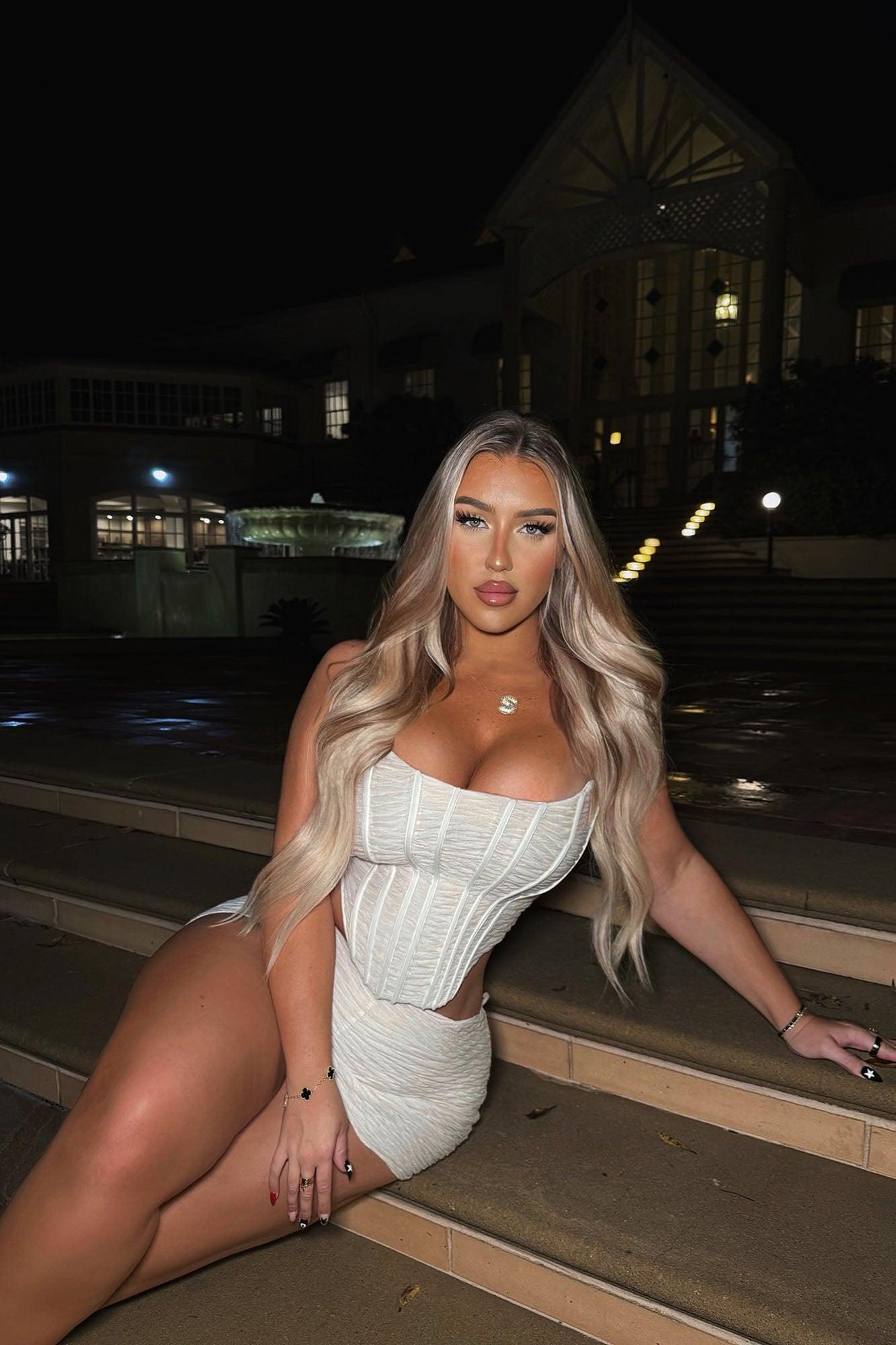 True Textured Skirt Set - Beige Product Image