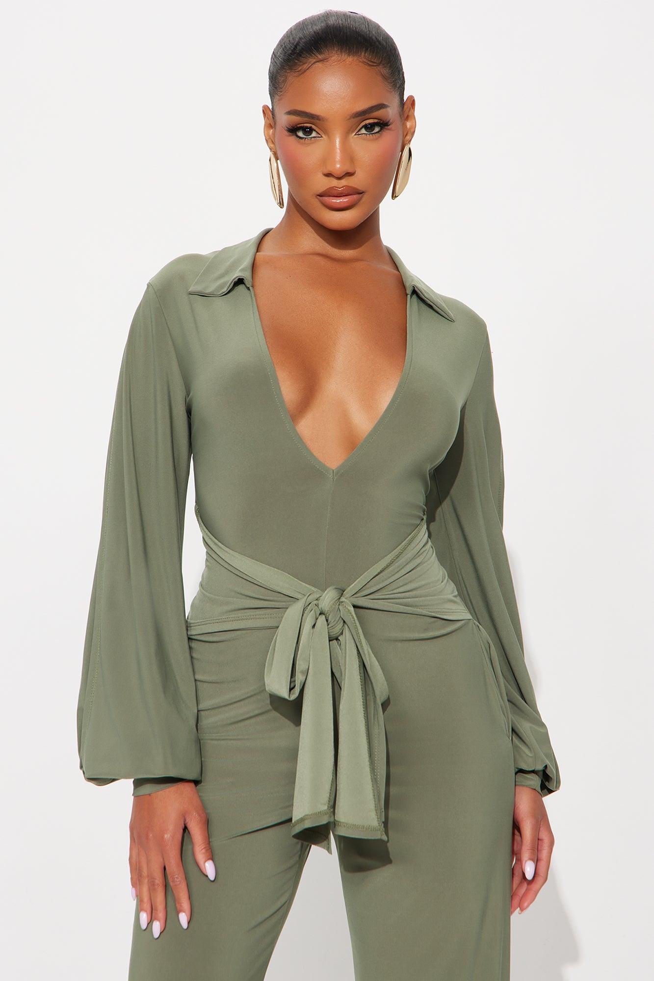 Leona Wide Leg Jumpsuit - Olive Female Product Image