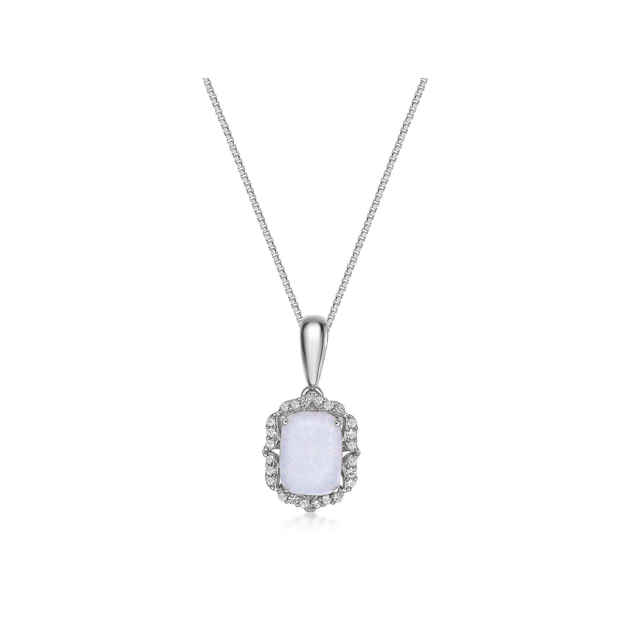 Gemminded Sterling Silver Lab-Created Opal & Lab-Created White Sapphire Pendant Necklace, Women's, Size: 18" Product Image