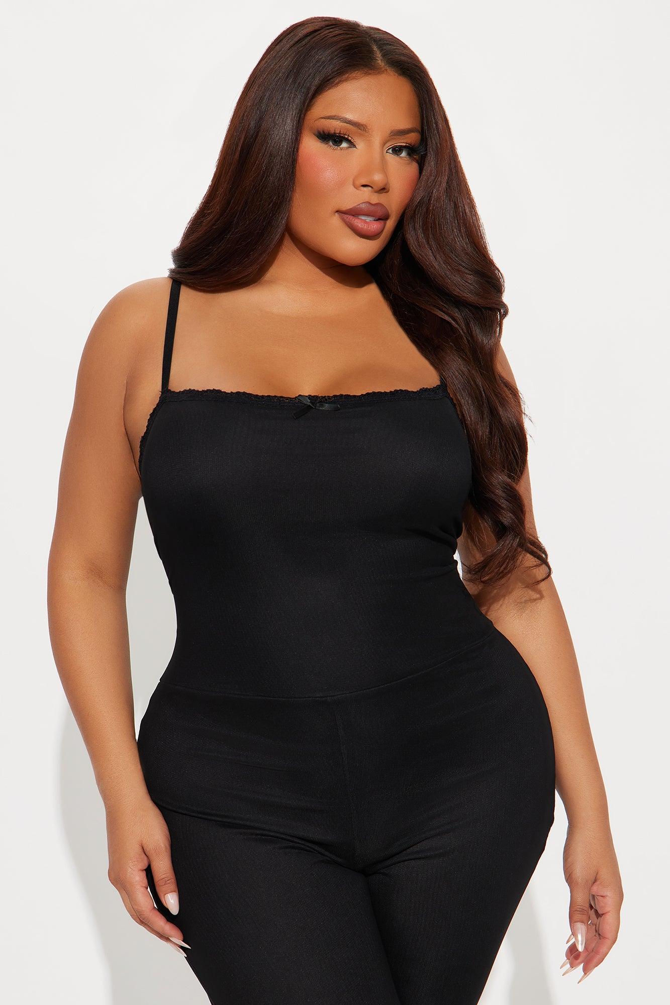 Night On Fire Capri Solid Mesh Jumpsuit - Black Product Image