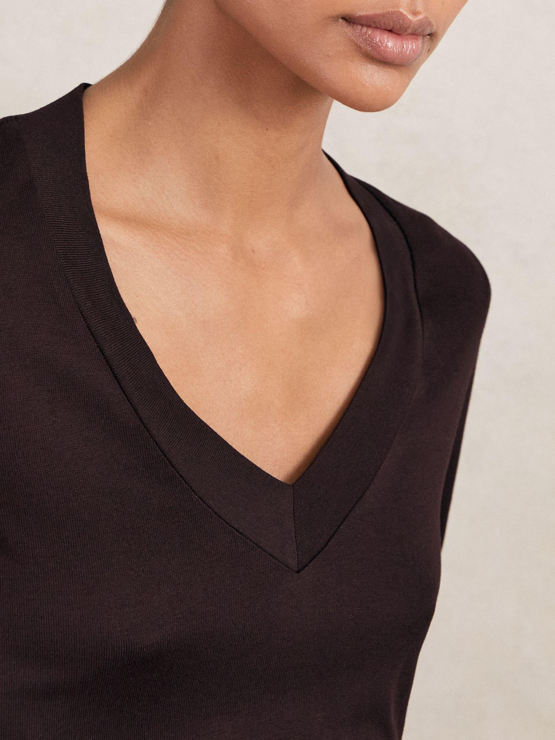 Jersey V-Neck Top in Plum Product Image