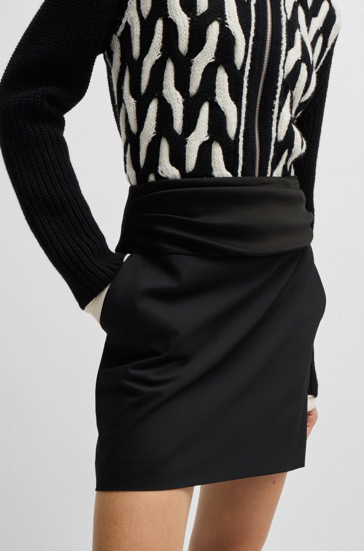 BOSS - Mini skirt with shiny waistband - Black Product Image