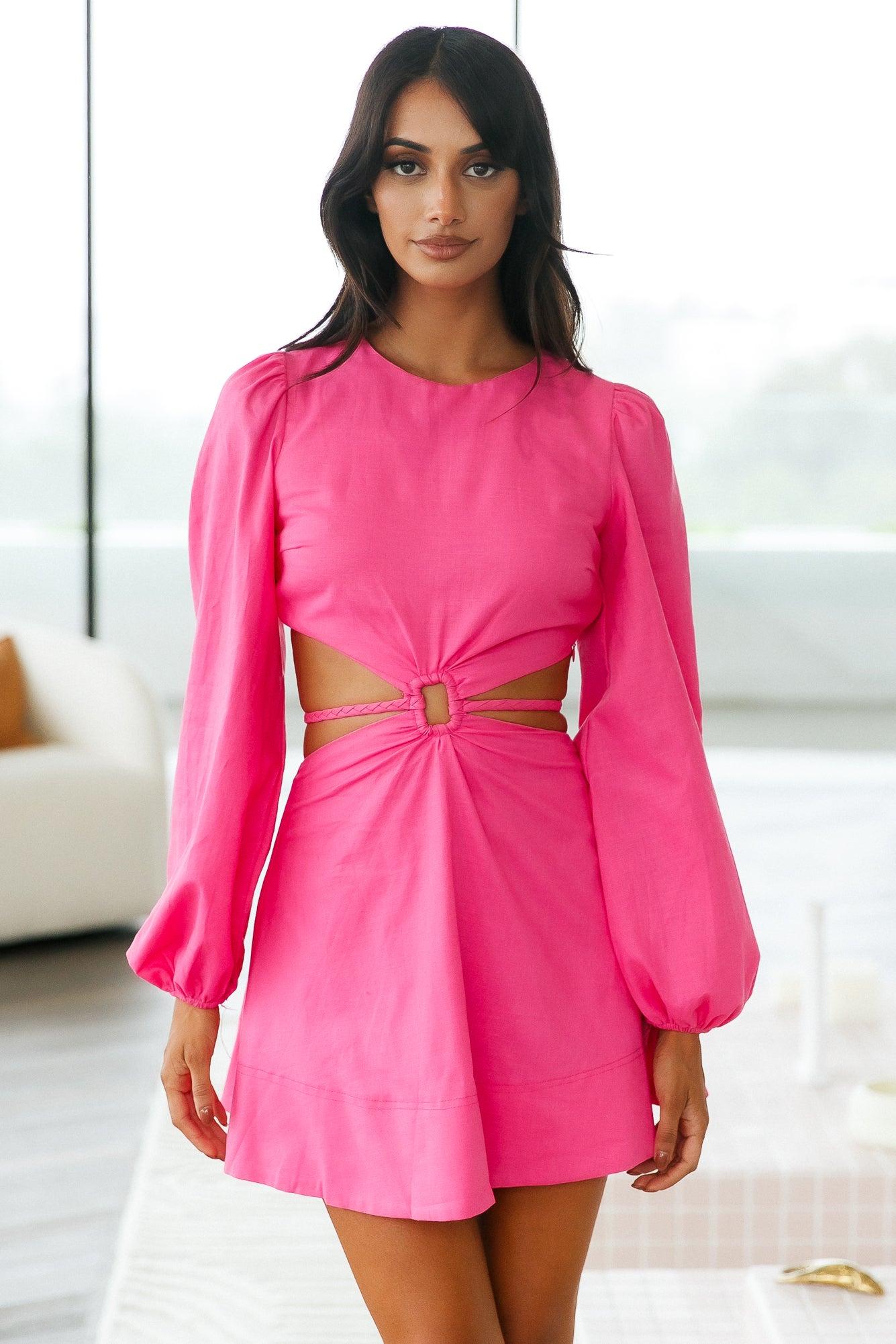 Hottest Tea Dress Hot Pink Product Image
