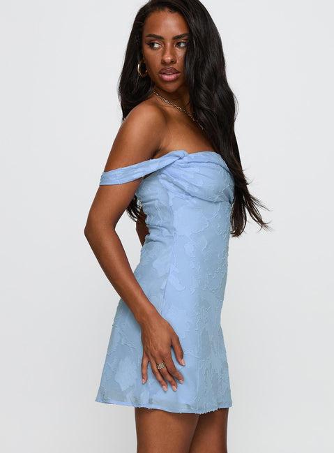 Zabbarra Off The Shoulder Mini Dress Blue Product Image