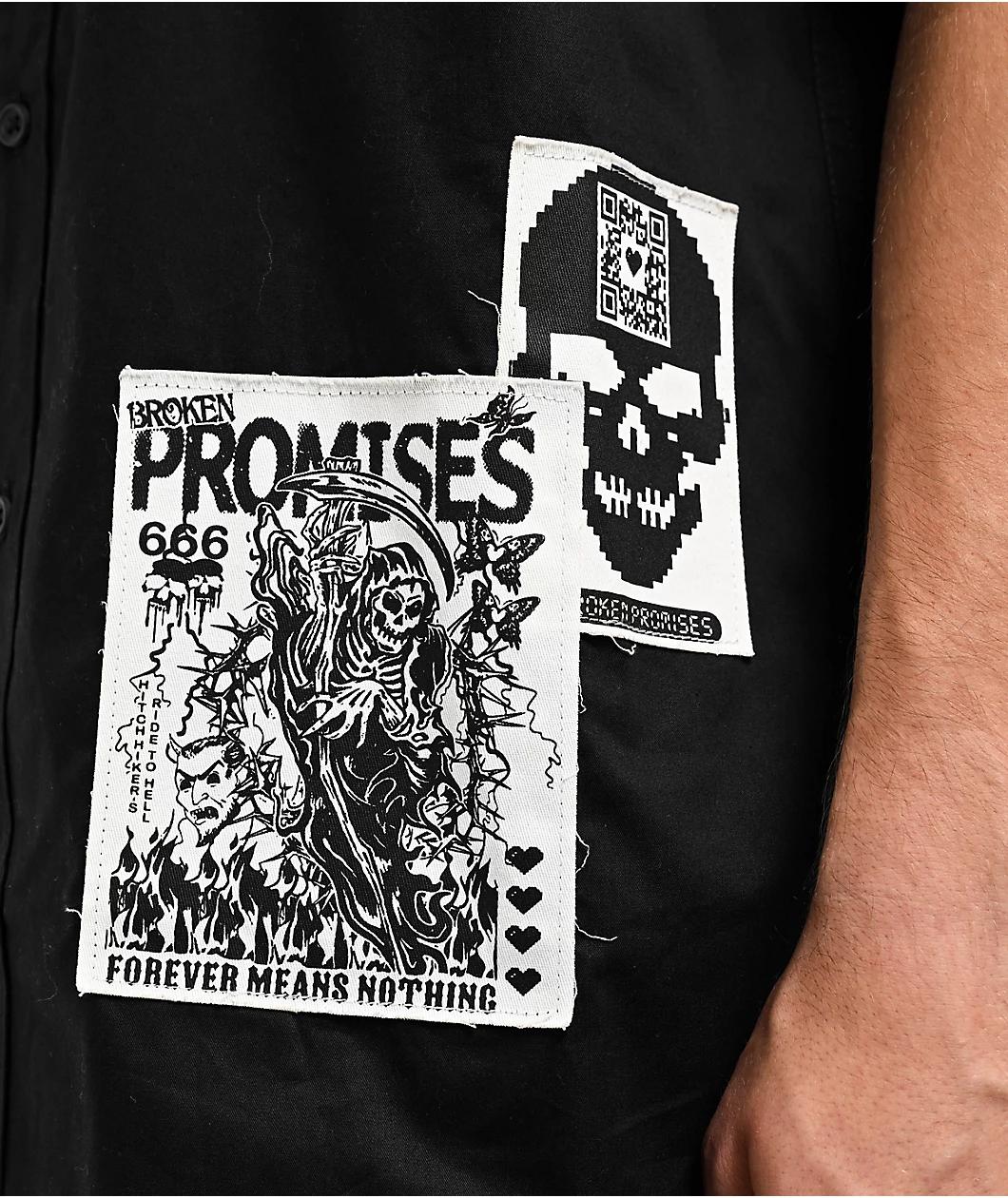 Broken Promises Antonym Black Button Up Shirt Product Image