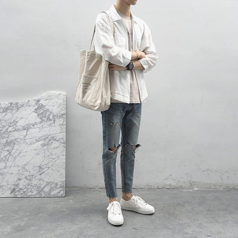 No. 3548 RIPPED WASHED BLUE SLIM JEANS Product Image