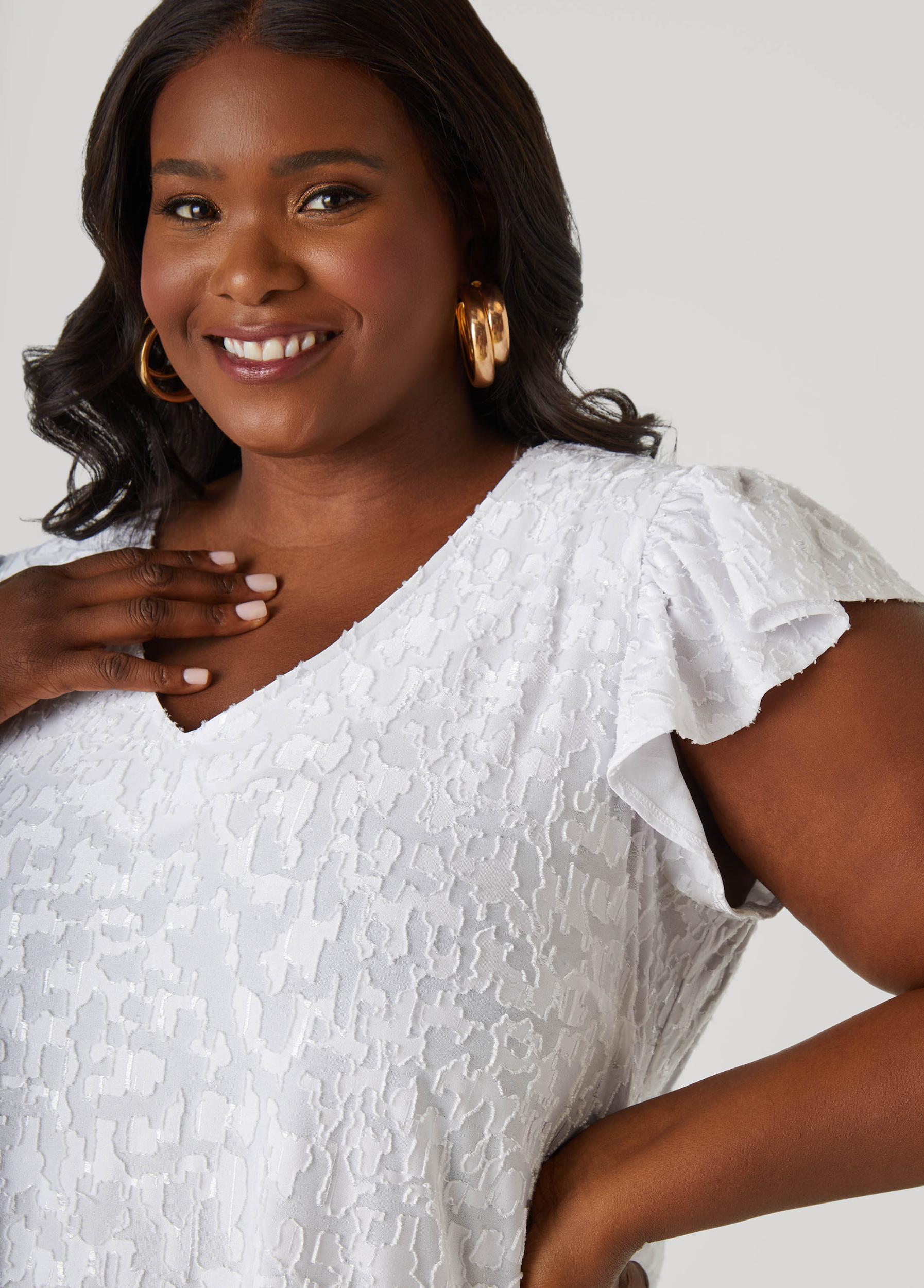 Plus Size Flounced Burnout Dress Ashley Stewart Product Image