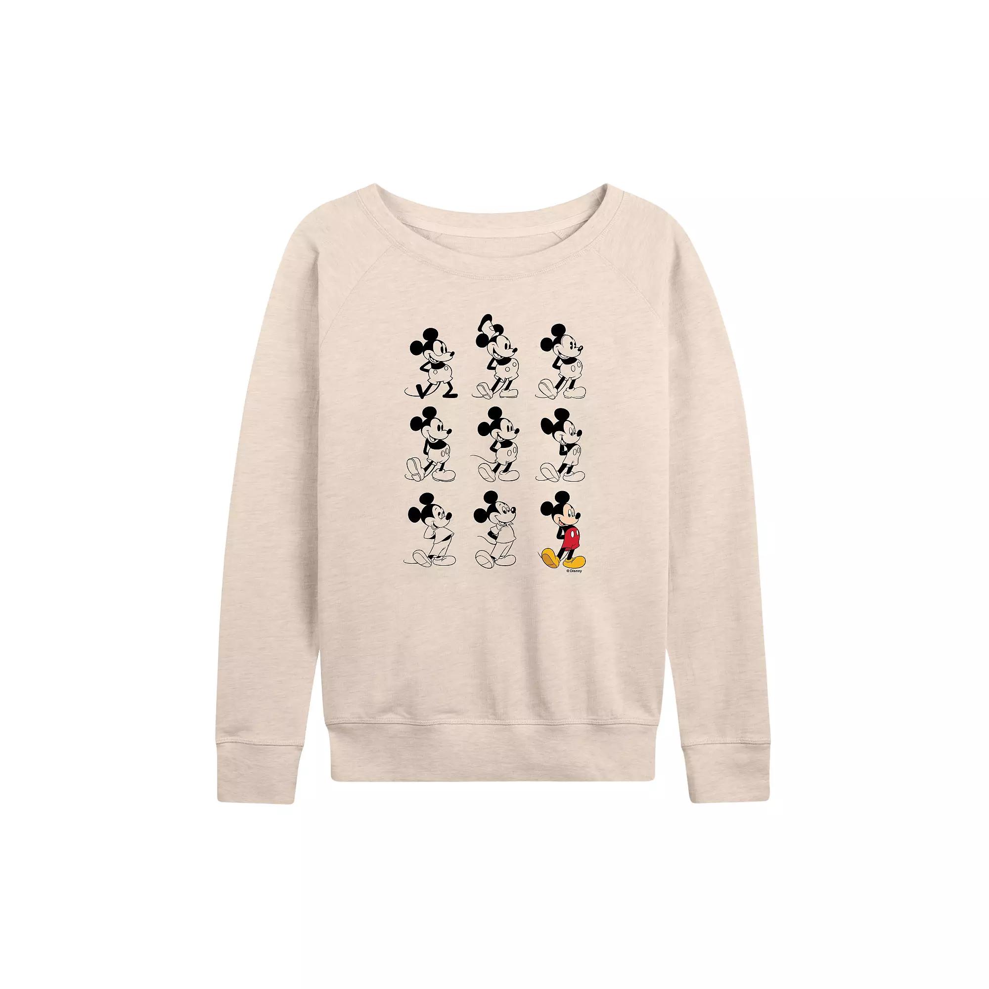 Disney's Mickey Mouse Women's Evolution French Terry Long Sleeve Tee, Girl's, Size: Large, Beige Product Image