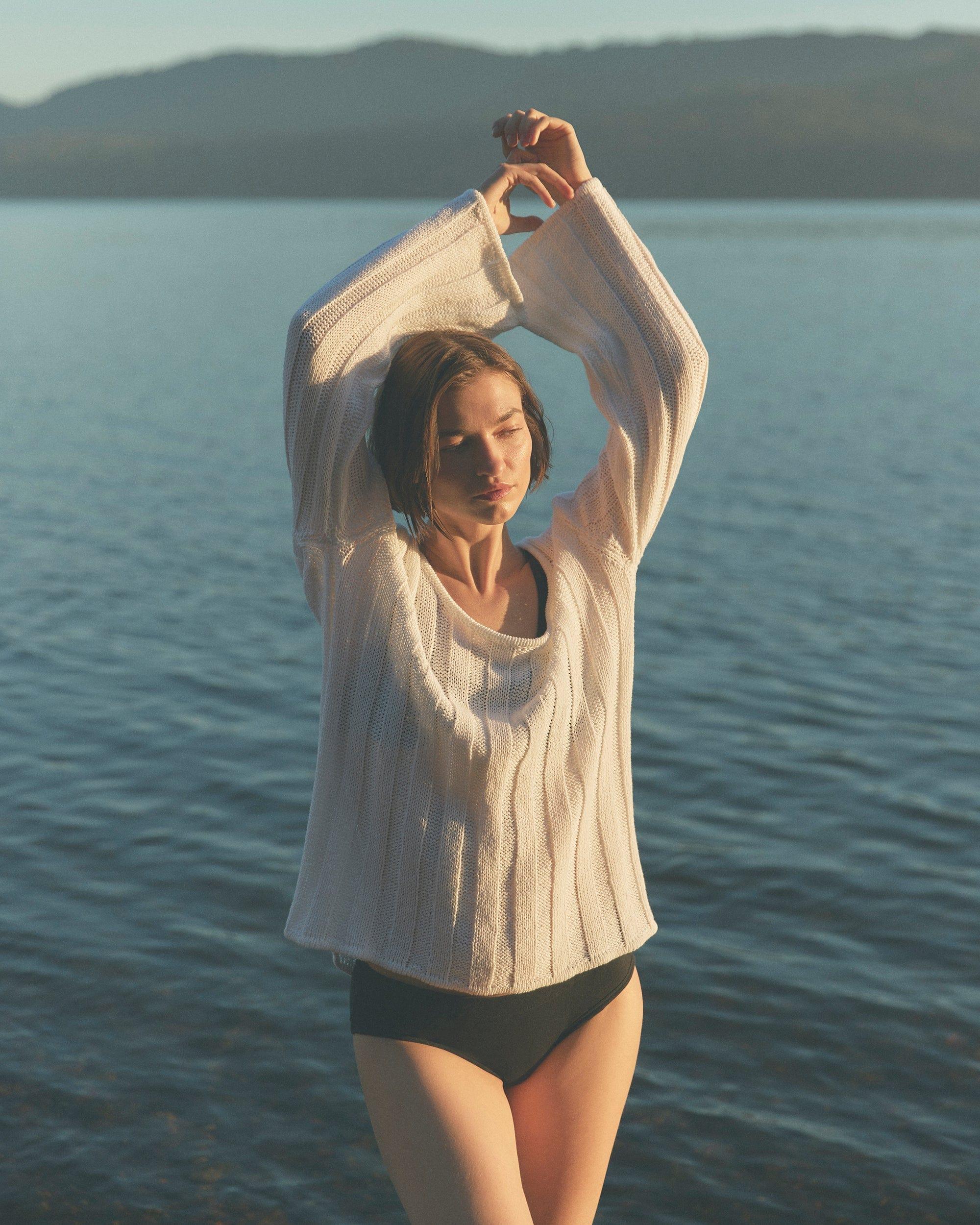 Leah Ribbed Scoop-Neck Sweater Product Image