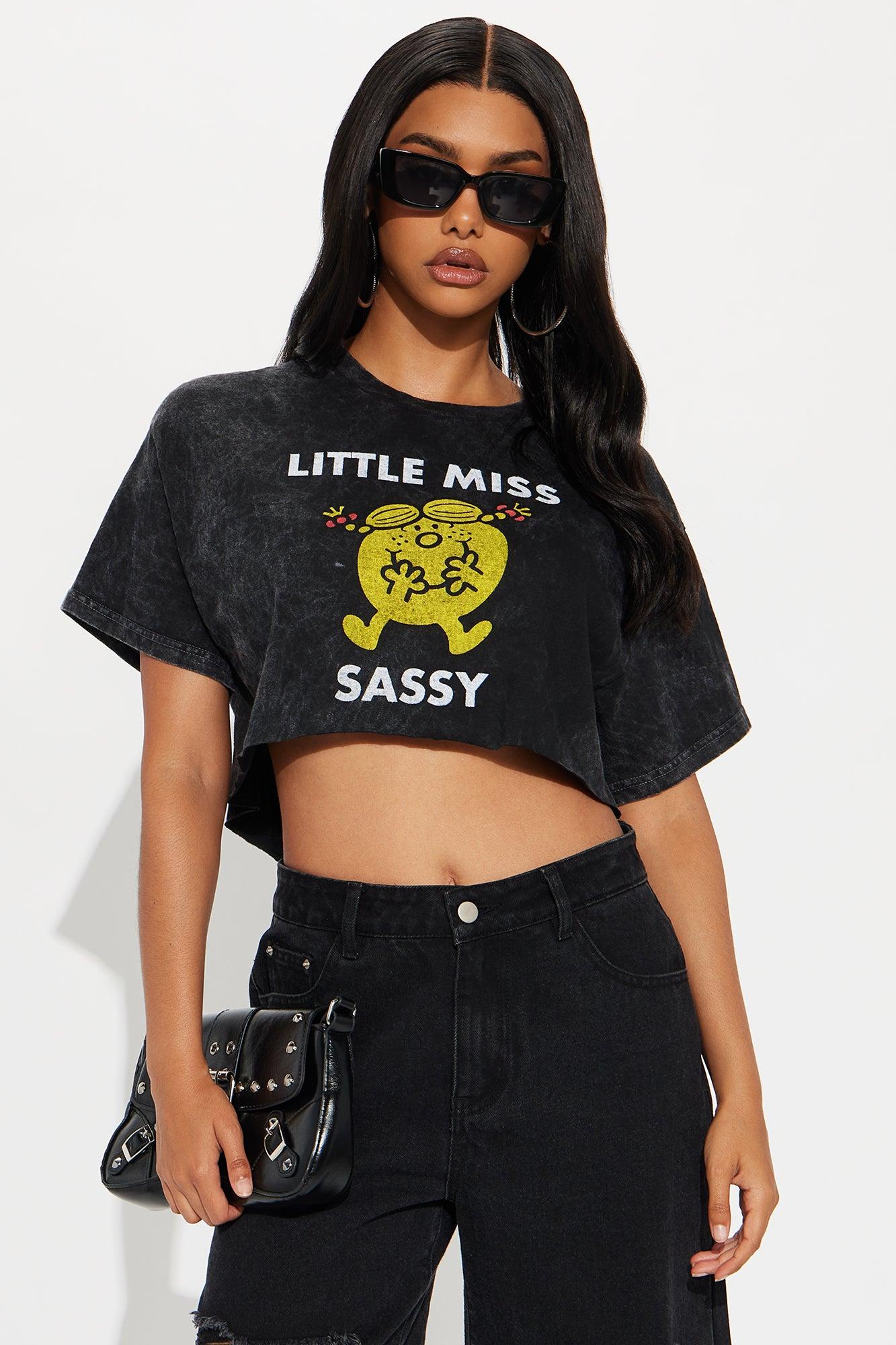 Little Miss Sassy Washed Cropped Tee - Black Female Product Image