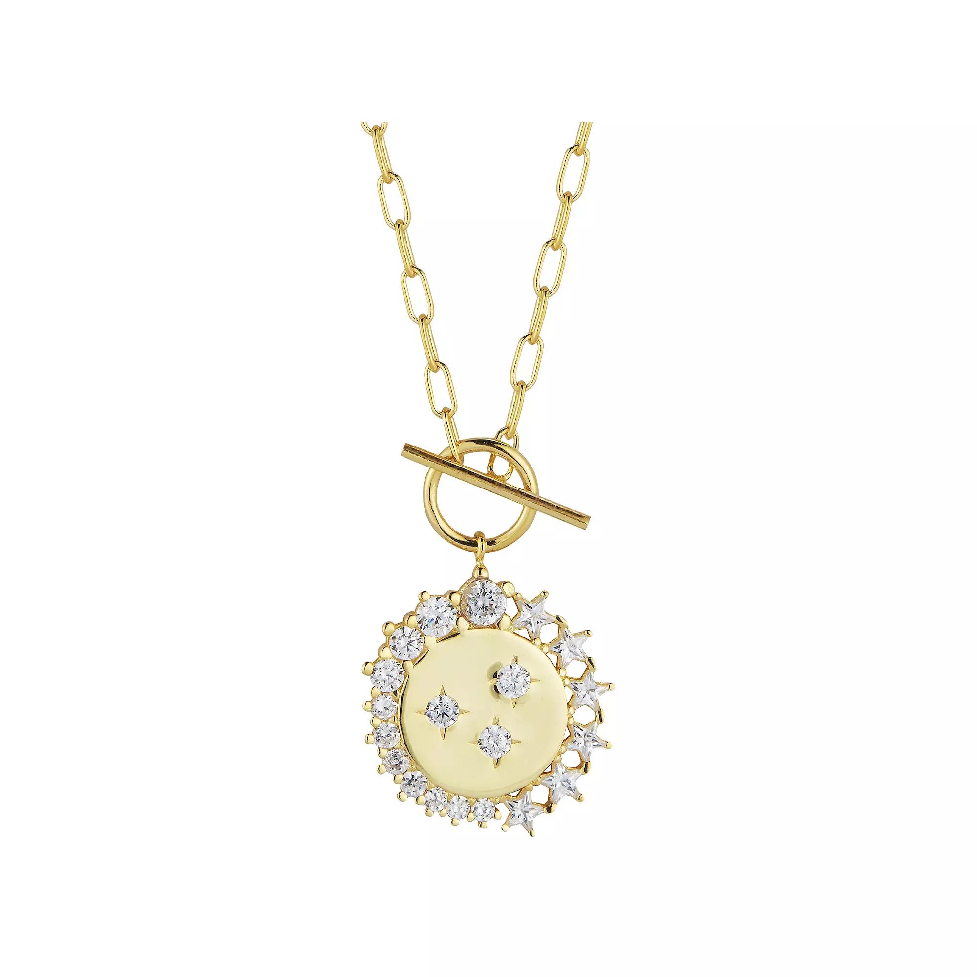 Sunkissed Sterling Cubic Zirconia Multi Star Charm Huggie Earrings, Women's, Gold Tone Product Image