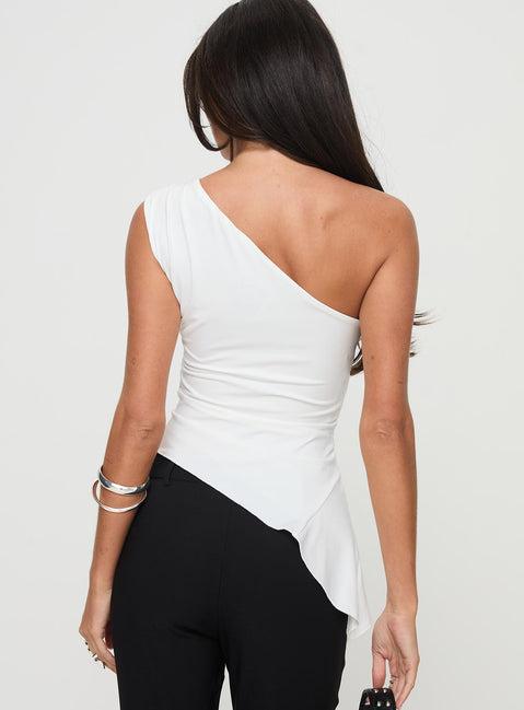 Vulnerable One Shoulder Top White Product Image