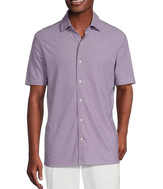 Cremieux Blue Label Solid Knit Oxford Short Sleeve Woven Shirt Product Image