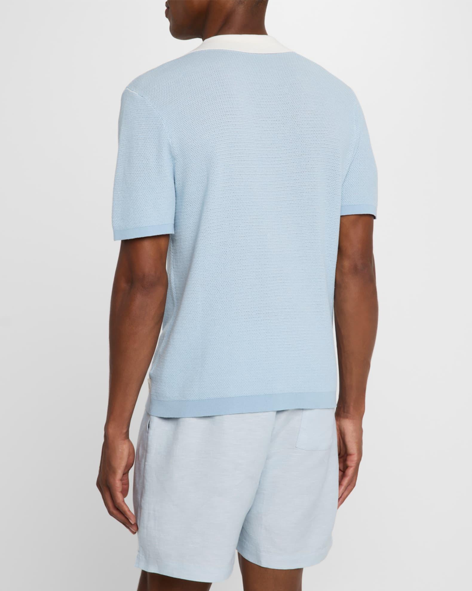 Mens Textured Cotton Johnny Collar Polo Shirt Product Image