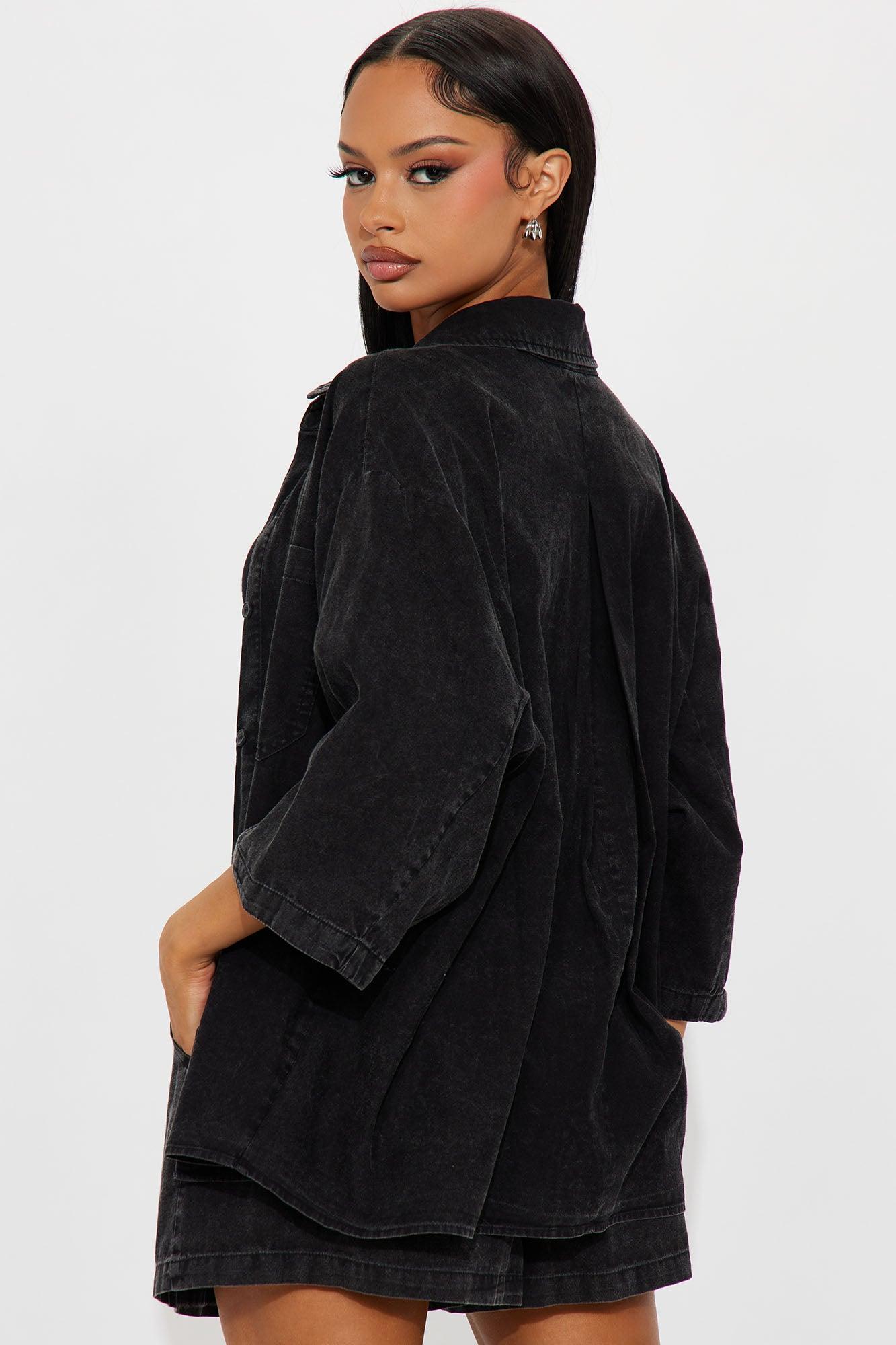 Willow Washed Short Set - Black Product Image