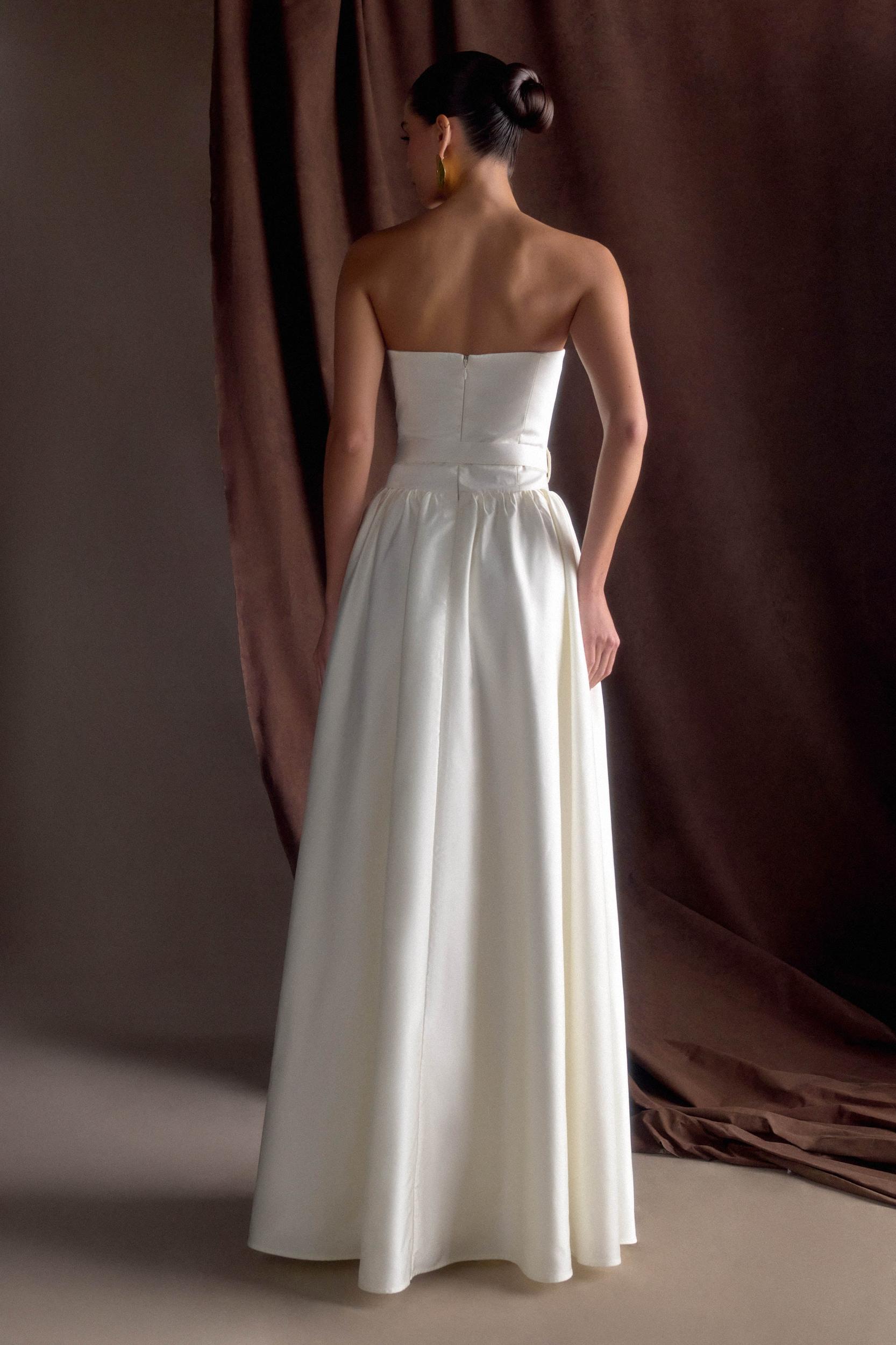 Florence Strapless Belted Maxi Dress - White Product Image