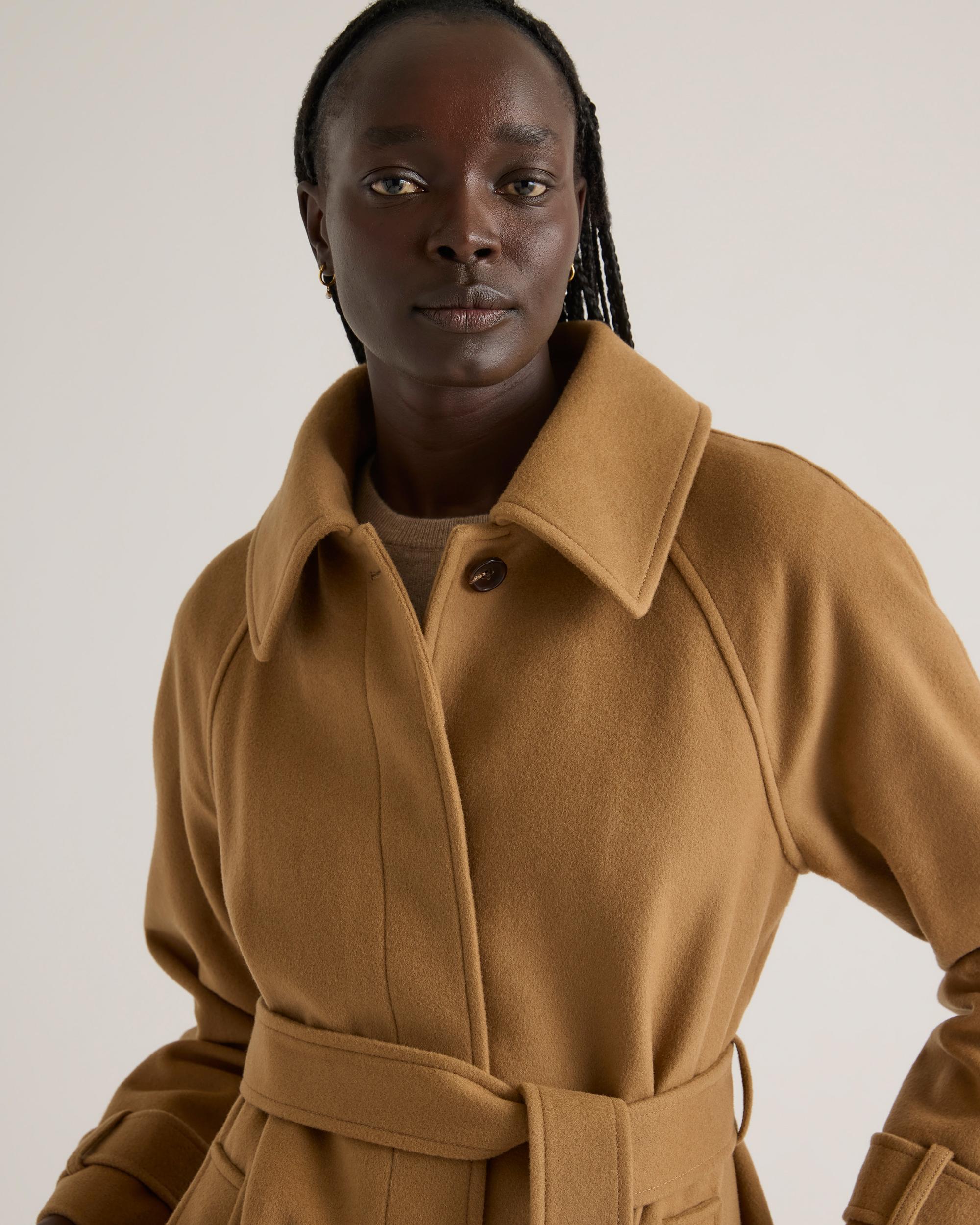 Quince | Women's Italian Wool Belted Point Collar Coat Size XL, Wool/Nylon Product Image